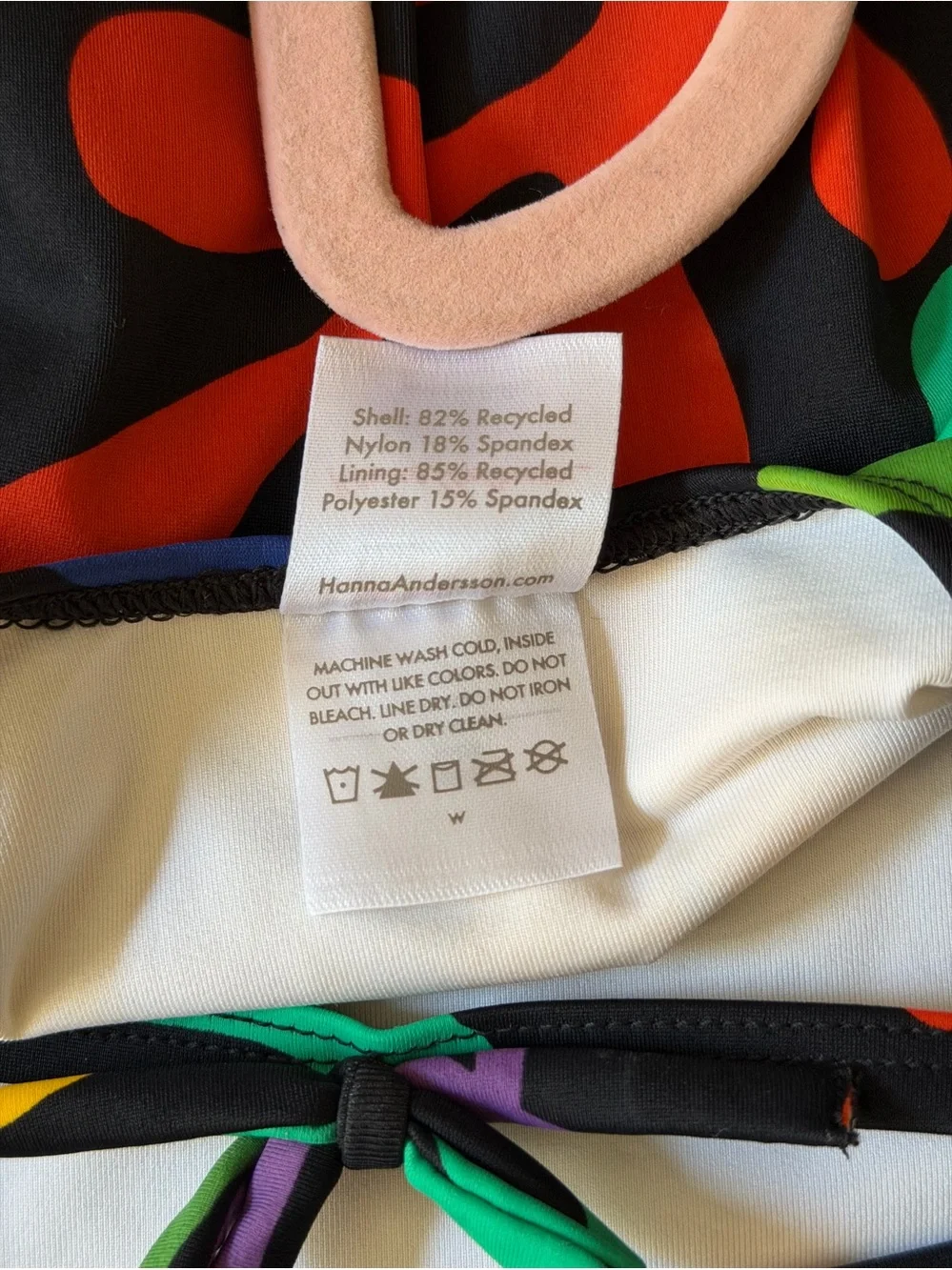 Hanna Andersson Black One-Piece Swimsuit with Bright Abstract Print Girls Size10
